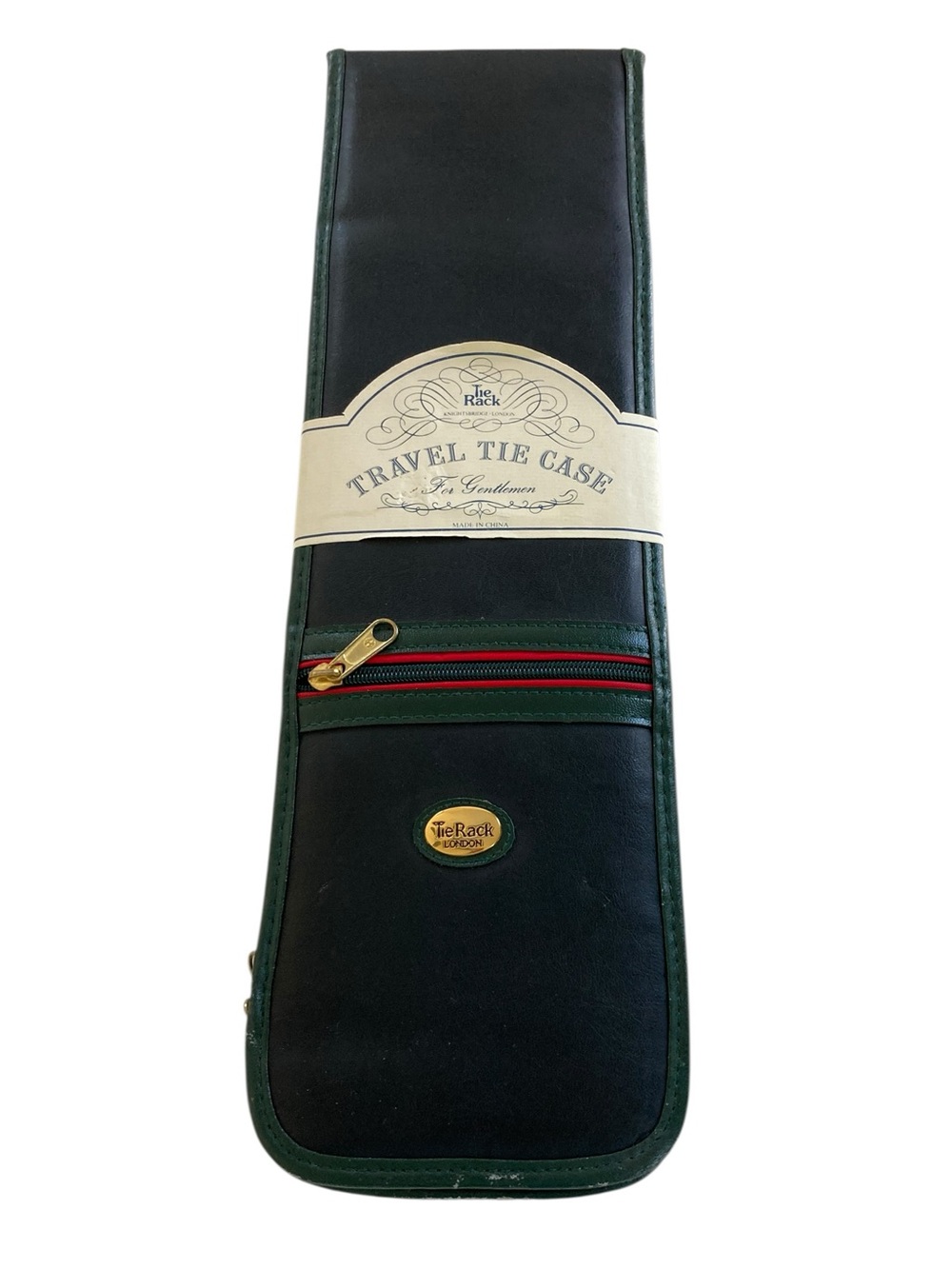 Tie Rack Travel Tie Case Gentlemen Knightsbridge London Black Green Trim - READ